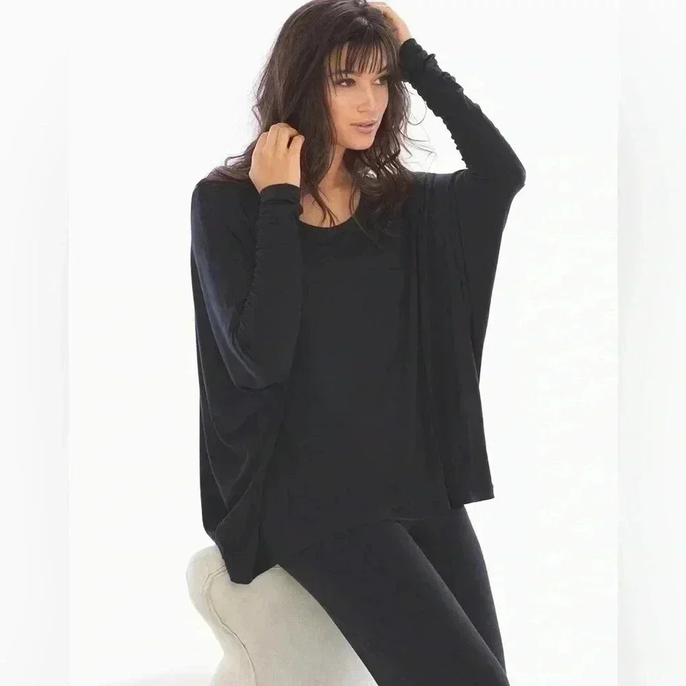 SAMANTHA CHANG Home Long Sleeve Crew Top Navy OS